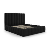 BETT mit Bettkasten und Kopfteil Kelp aus Samt schwarz 200x200cm - Schwarz, Textil (200/200cm) - Micadoni