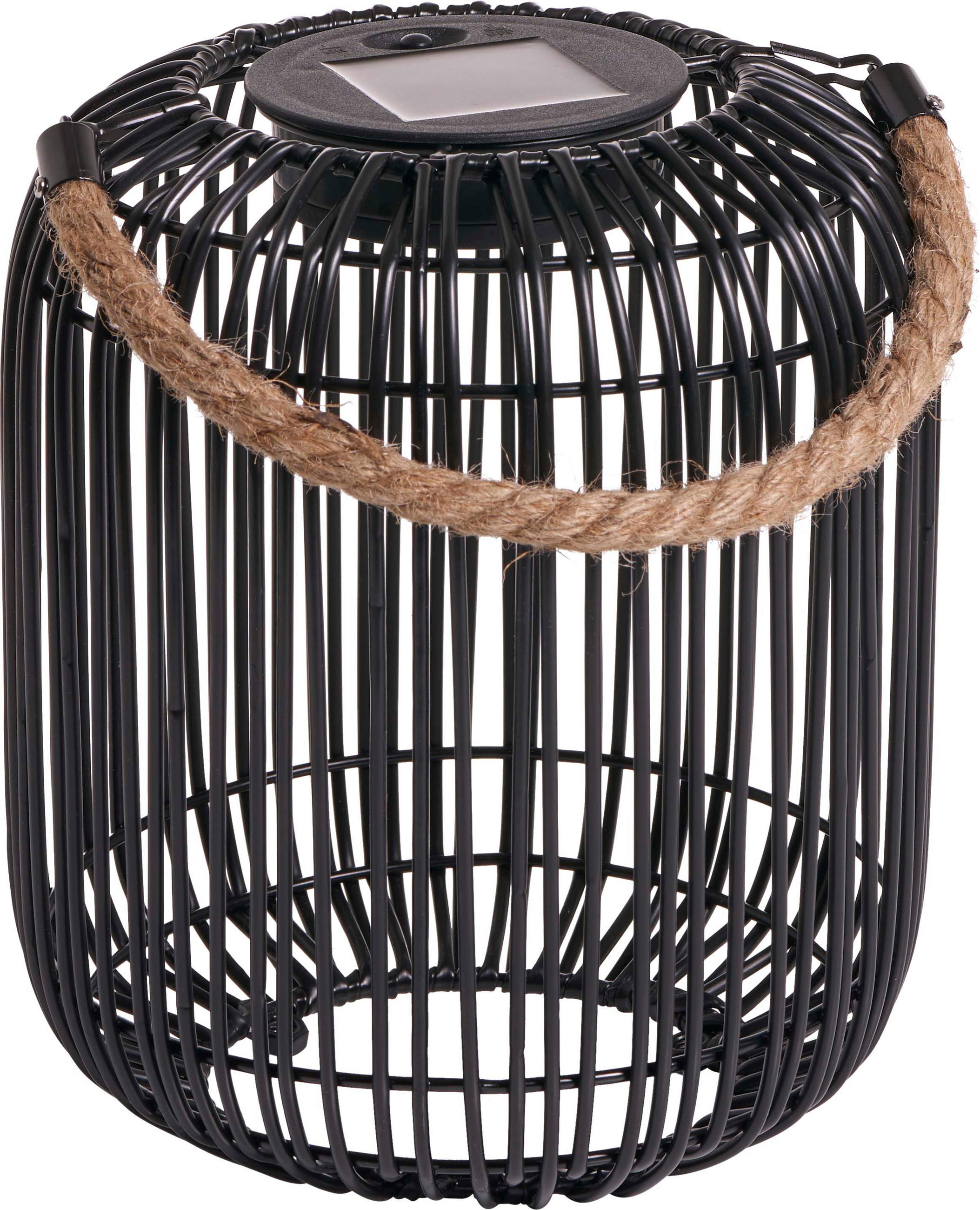 LED-SOLAR-GEFLECHT-LATERNE - für stimmungsvolle Beleuchtung im Innen- und Außenbereich - Schwarz, Kunststoff (18/18/34.5cm) - Northpoint
