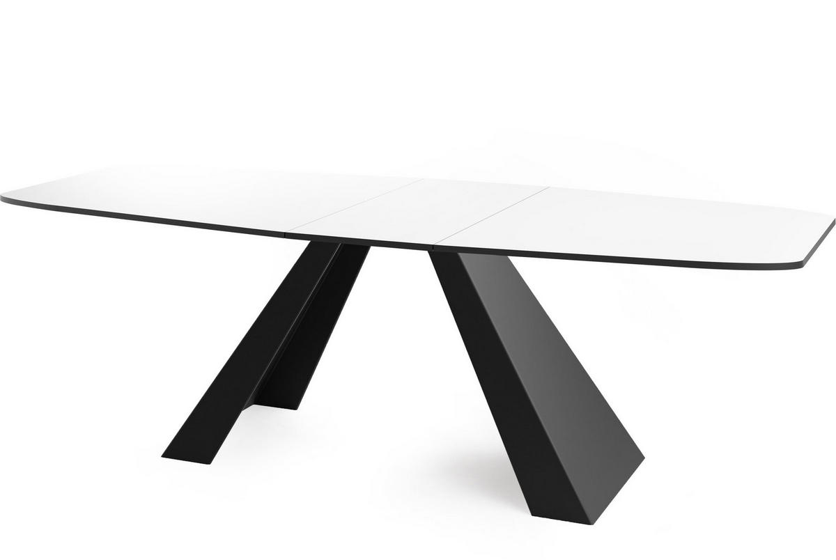 ESSTISCH Monte rechteckig ausziehbar, Weiß 160-200/80/76 cm - Schwarz/Weiß, Holzwerkstoff/Metall (80/198/76cm) - WFL GROUP