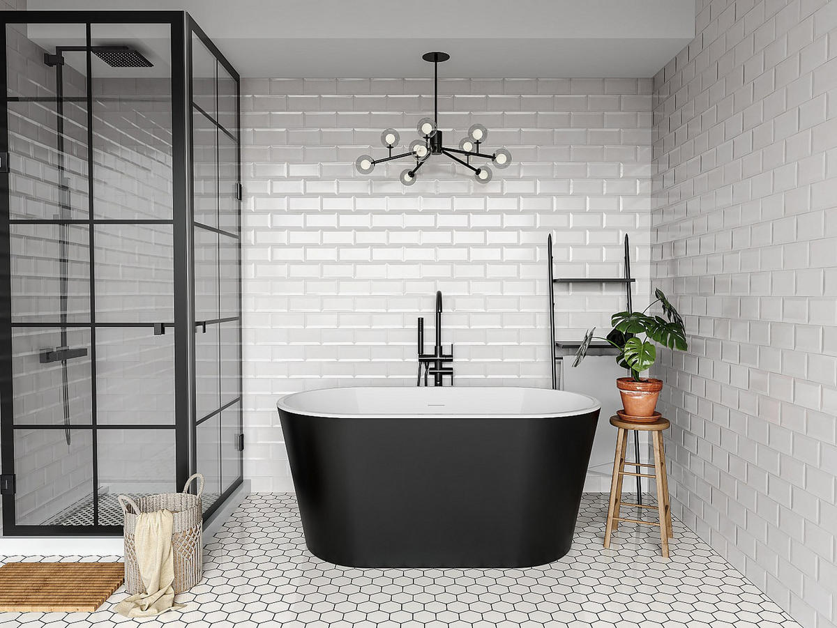 FREISTEHENDE Badewanne - 1 Person - Acryl - Schwarz - Schwarz, Kunststoff (130/58/71cm) - Vente-Unique