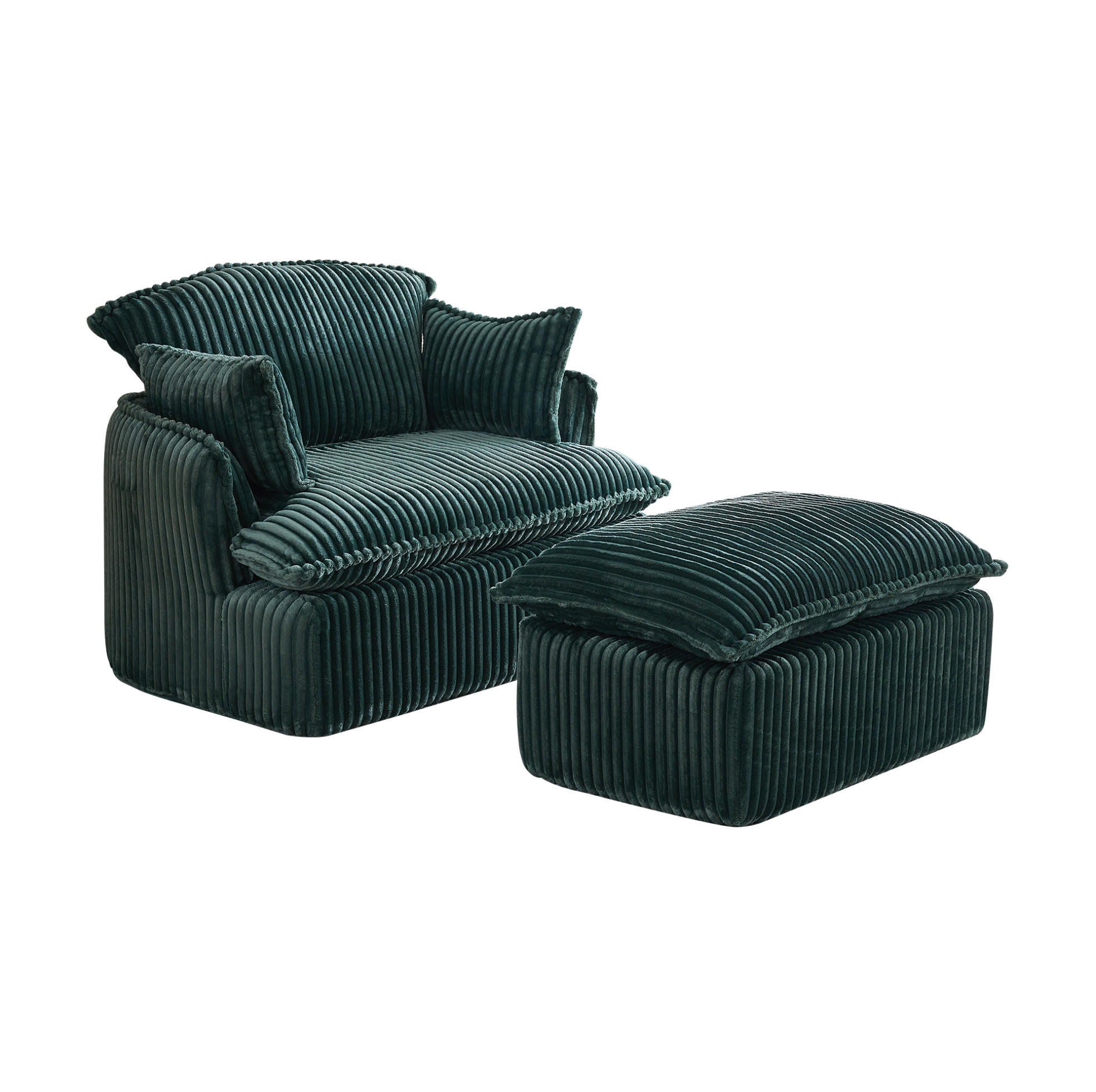 SESSEL mit Hocker 115 x 89 x 77 cm Grün 2-tlg. - Grün, Kunststoff (89/77/115cm) - Meubliv