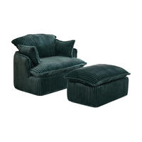 SESSEL mit Hocker 115 x 89 x 77 cm Grün 2-tlg. - Grün, Kunststoff (89/77/115cm) - Meubliv