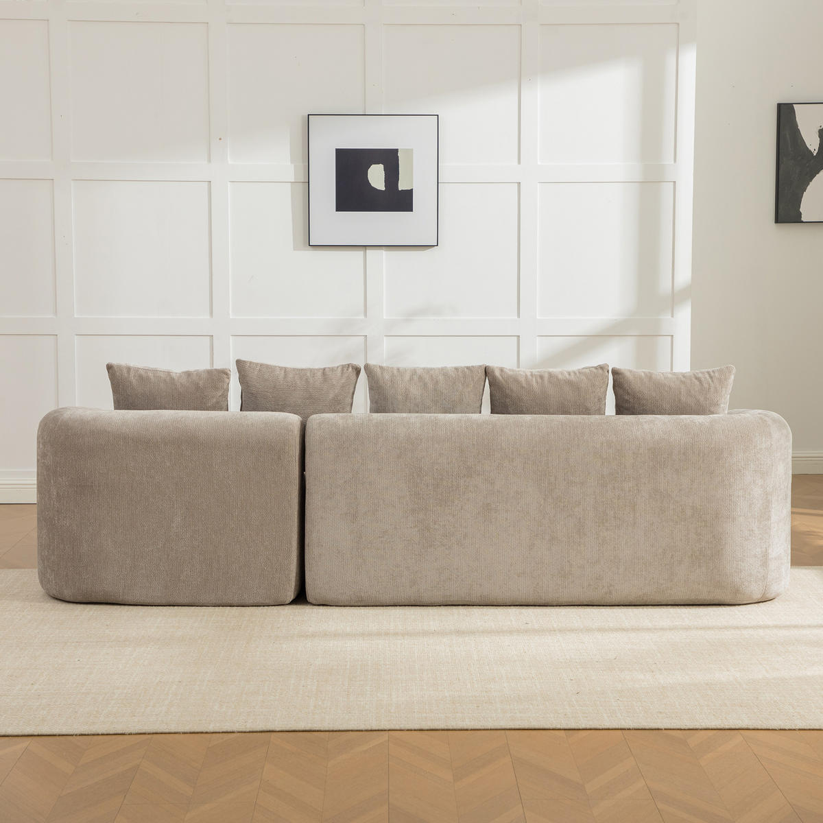 ECKSOFA Chenille Grau mit Kissen - Grau, Textil (270/172cm) - WISHDOR
