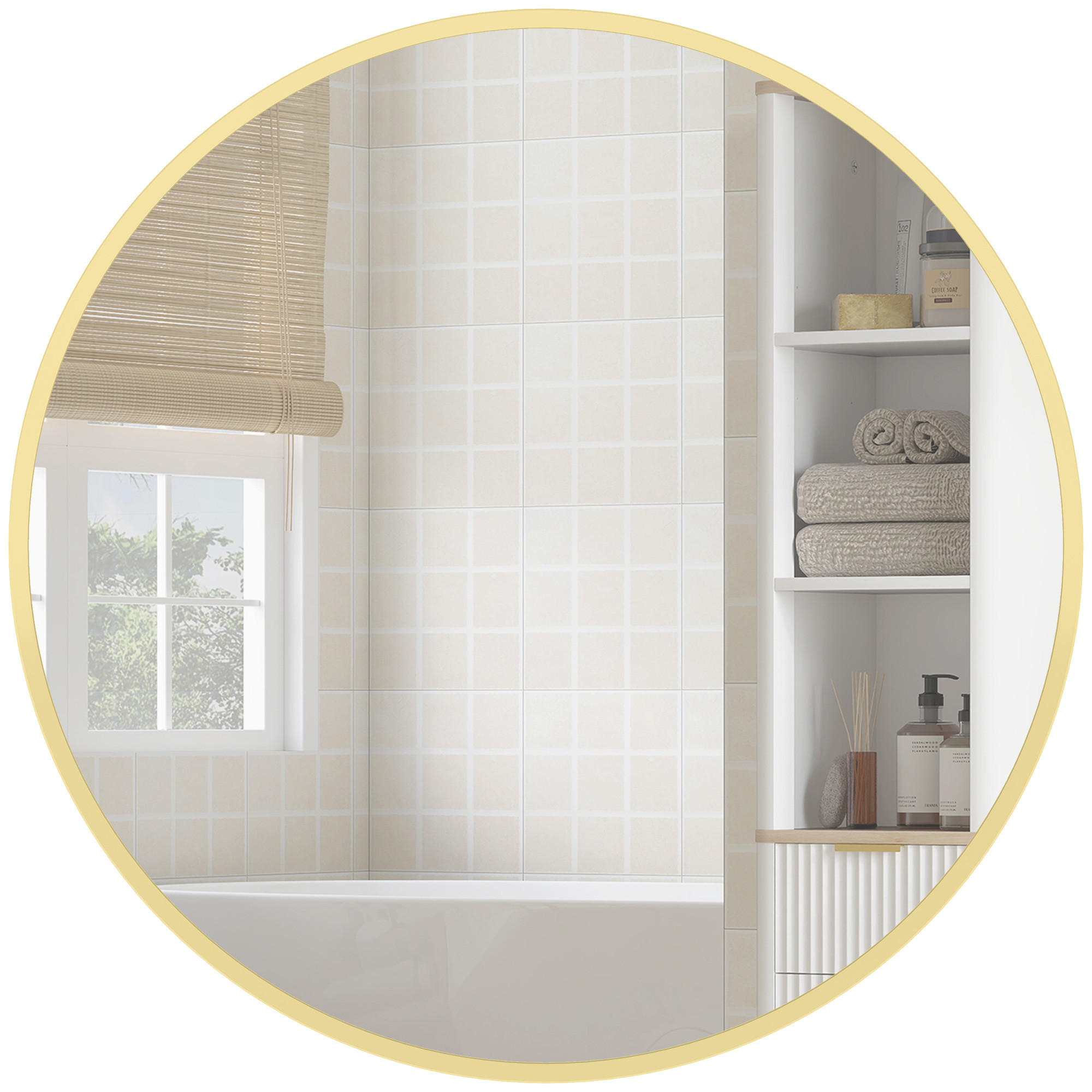 WANDSPIEGEL Gold Ø61 cm - Goldfarben, Glas (61/61/1cm) - PANGIVO