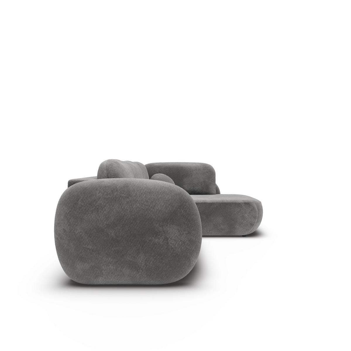 ECKSOFA AMICO II R-S Grau Geflochtener Stoff mit Schlaffunktion - Grau, Holz (289/190cm) - MASSENO