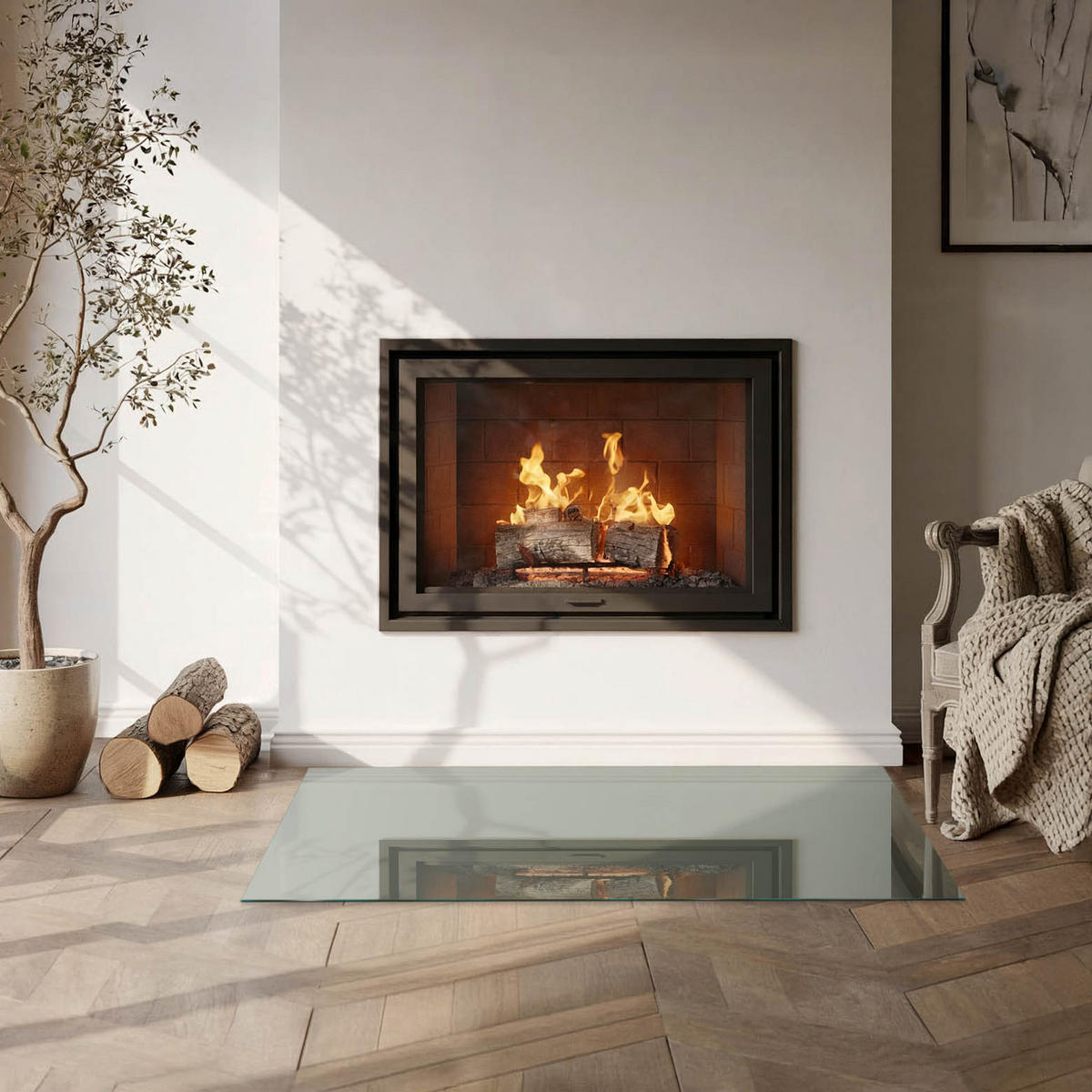 GLASPLATTE für Kamin 100x50 cm - Grün, Glas (100/50/0.4cm) - TULUP