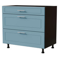 SCHUBLADENUNTERSCHRANK Bari D3/90 Schwarz / RAL 5024 pastellblau 90 / 50 / 82cm HETTICH Vollauszug - Blau/Schwarz, Holz/Holzwerkstoff (90/82/50cm) - Feldmann-Wohnen