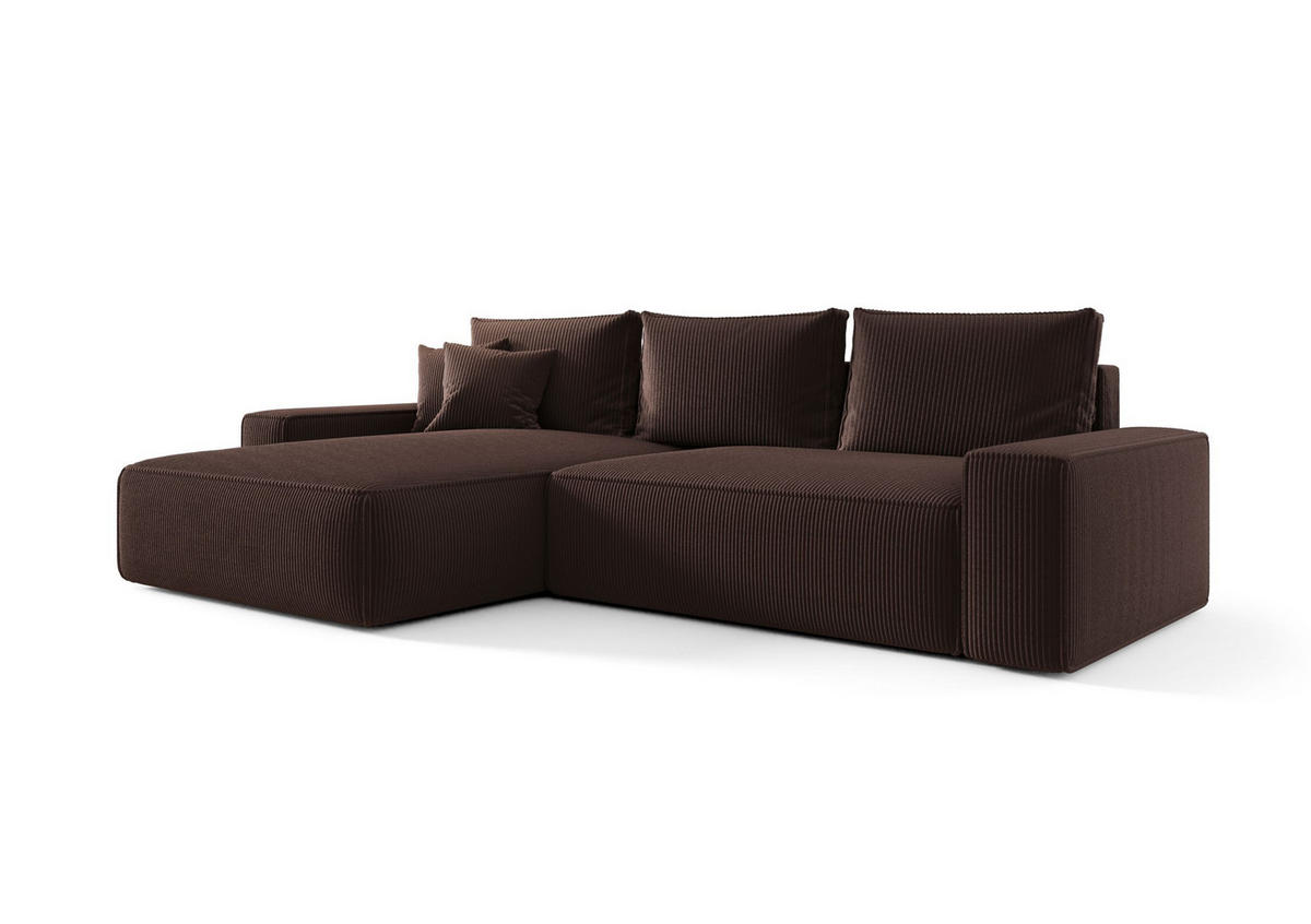 ECKSOFA MONA mit Schlaffunktion POSO 06 Links - Braun, Textil (175/280cm) - Bedante