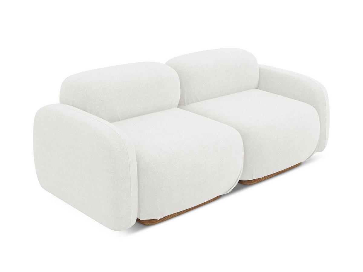 3-SITZER SOFA Bouclé Stoff Weiß - Weiß/Braun, Holz/Textil (190/73/95cm) - Makamii