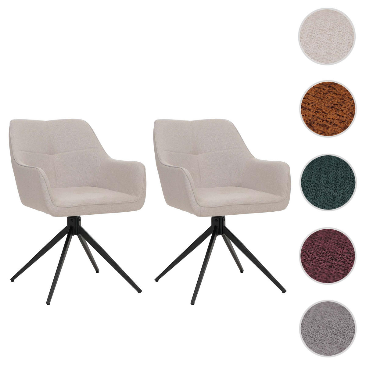 JÍDELNÍ ŽIDLE Černá, krémově bílá, sada 2 ks - bílá/černá, textil (53/80/59cm) - MCW