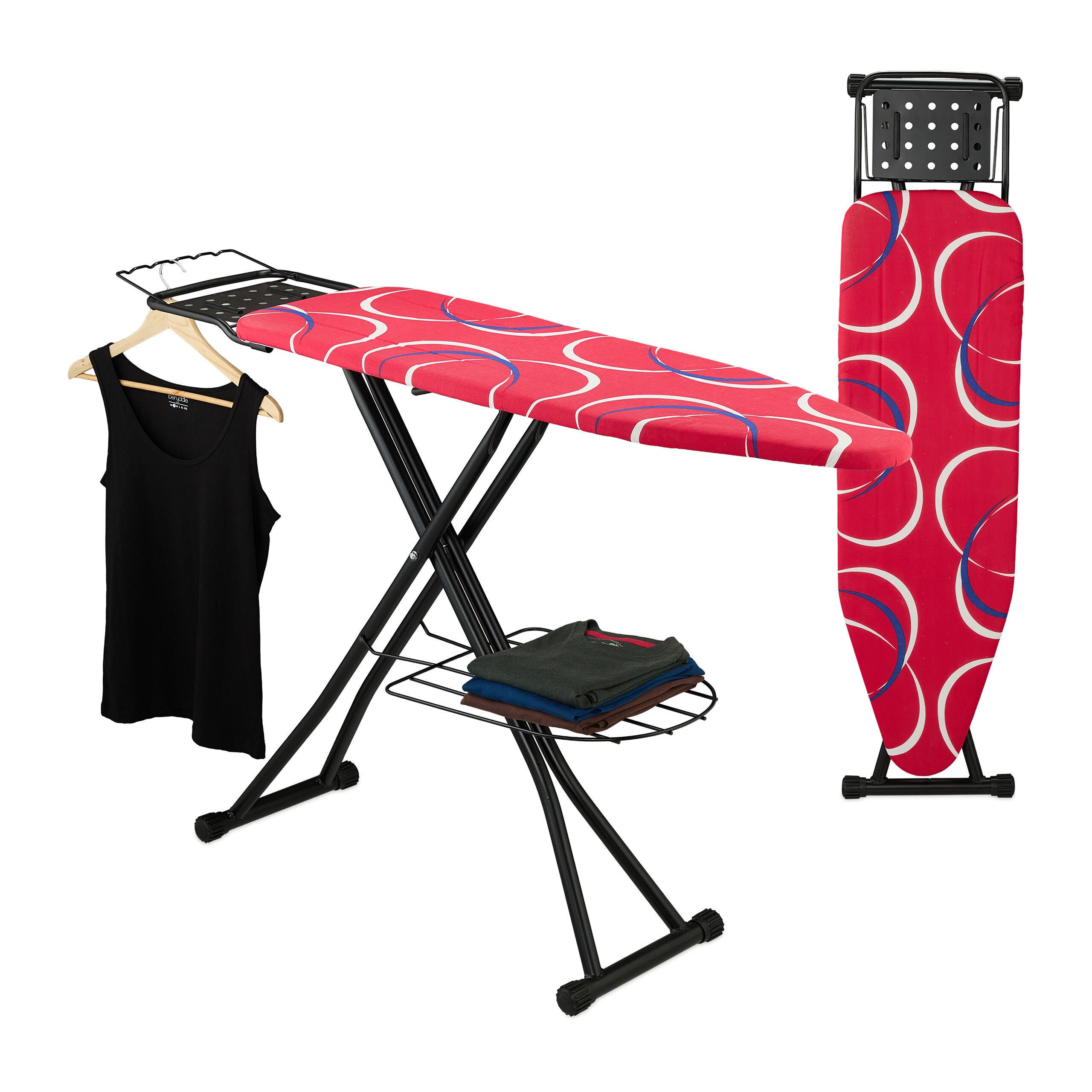 ŽEHLIACA doska - viacfarebná, kov/textil (132.5/33.5cm) - Relaxdays