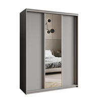 SCHWEBETÜRENSCHRANK TAVI 150/205/60 cm 3-türig mit Spiegel Graphitfarben - Graphitfarben, Holzwerkstoff (150/205/60cm) - MASSENO