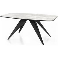 ESSTISCH Foster rechteckig ausziehbar, Grauer Beton 160-198/80/76 cm - Hellgrau/Schwarz, Holzwerkstoff/Metall (160/80/76cm) - WFL GROUP