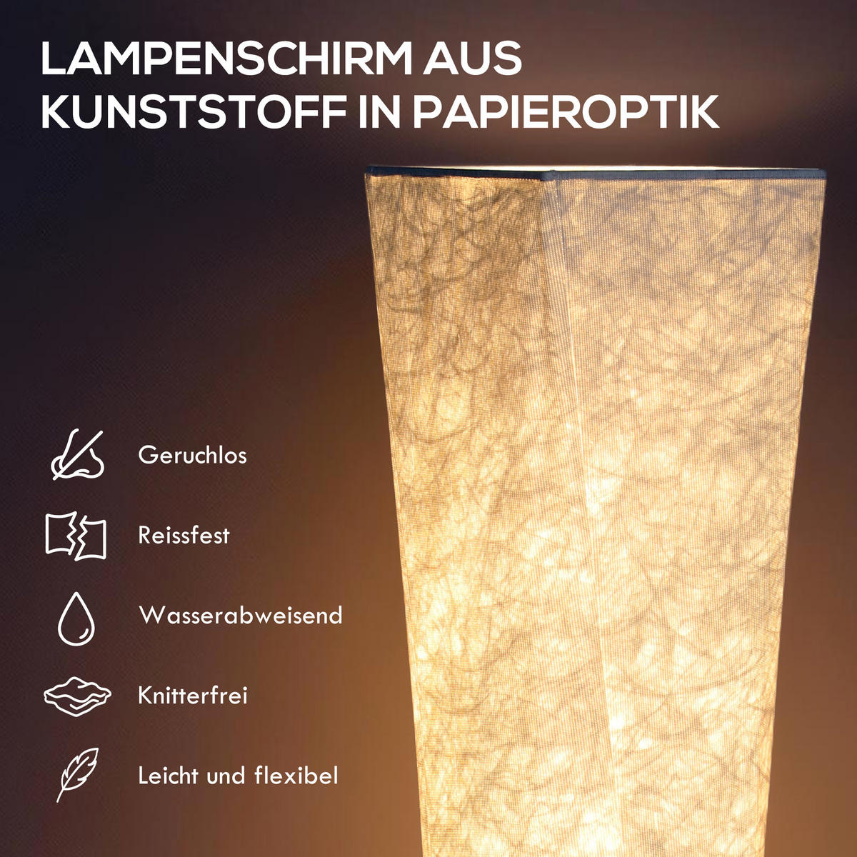 STEHLAMPE Wohnzimmer Dimmbar mit Schirm Warmweiß Lichtfarbe Led - Multicolor, Metall (25/25/129cm) - HOMCOM