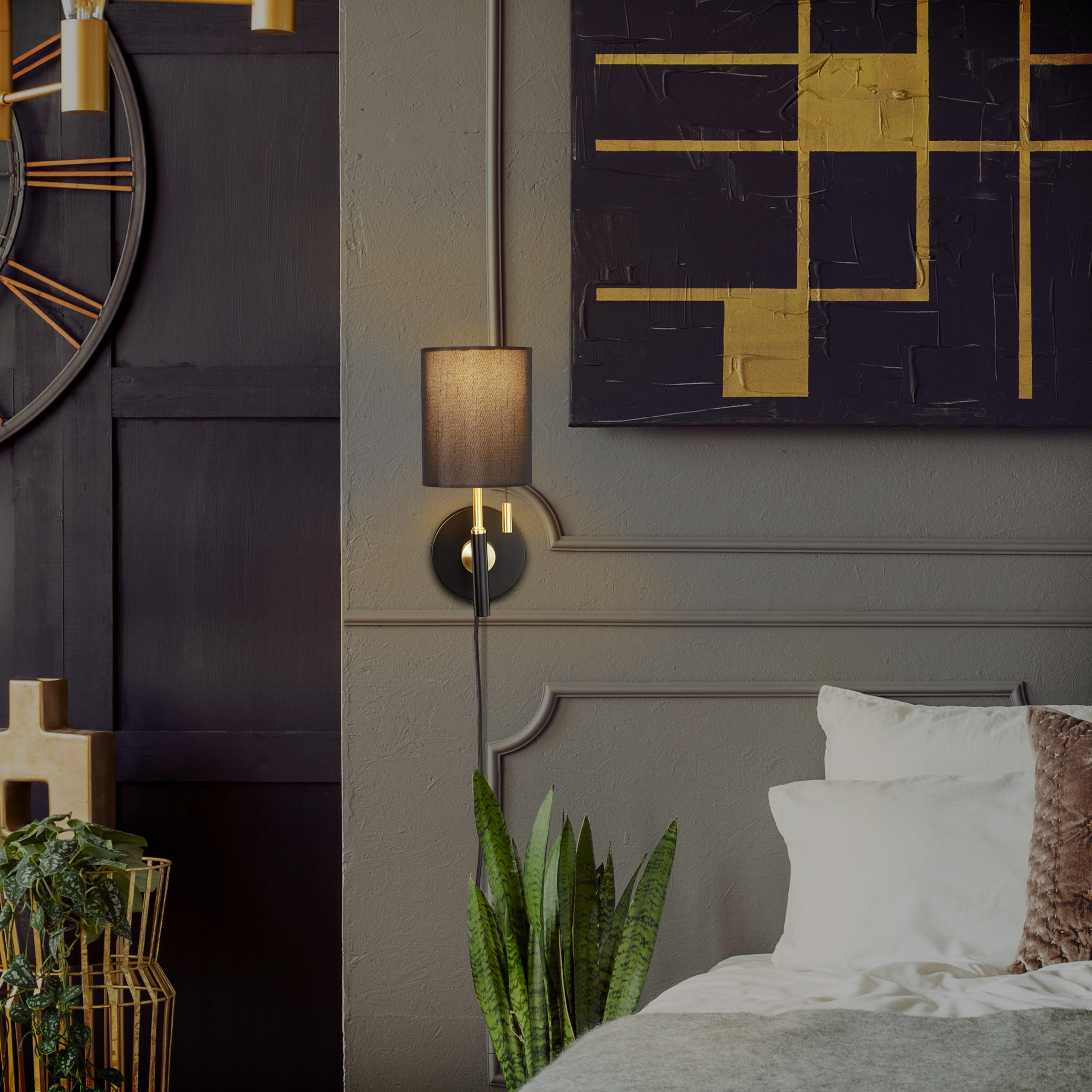 WANDLEUCHTE - Multicolor, Textil/Metall (13/32/18cm) - Relaxdays