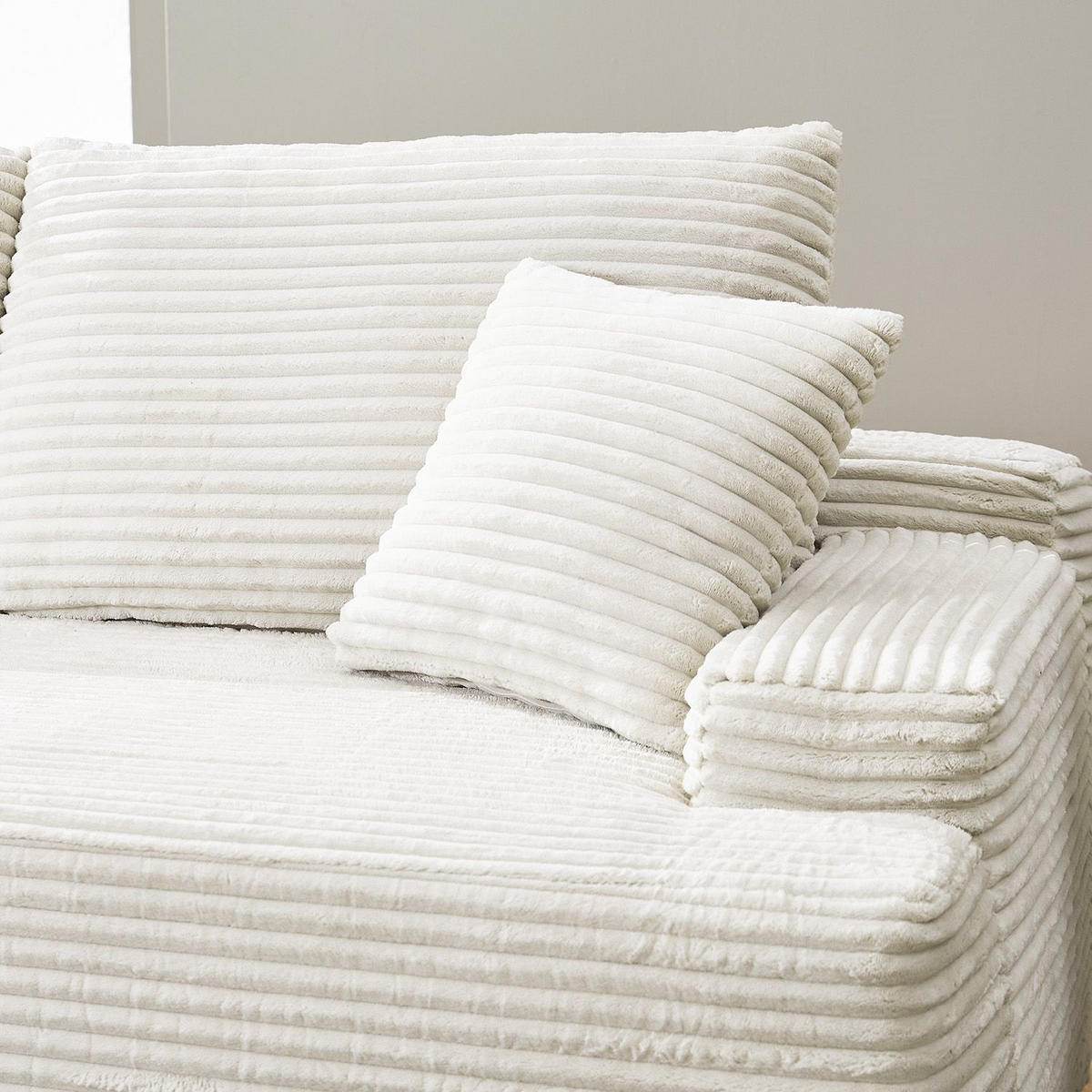 SOFA Coredo creme Cord - Creme, Textil (155/250cm) - Juskys