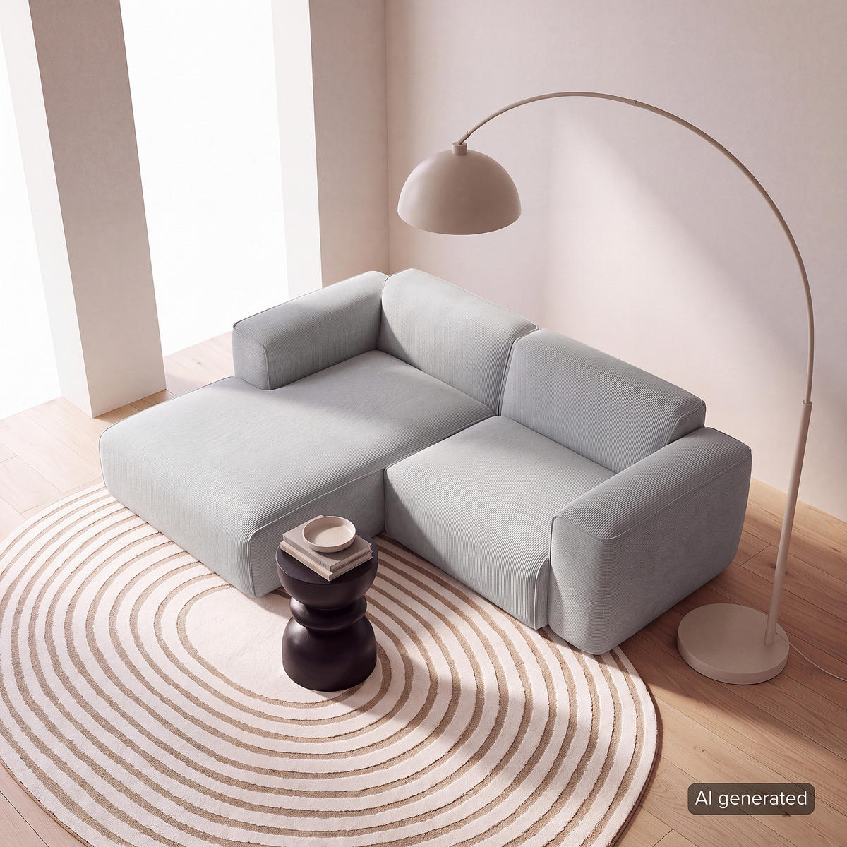 ECKSOFA mit XL-Longchair - Schwarz/Grau, Kunststoff/Textil (260/171cm) - home24