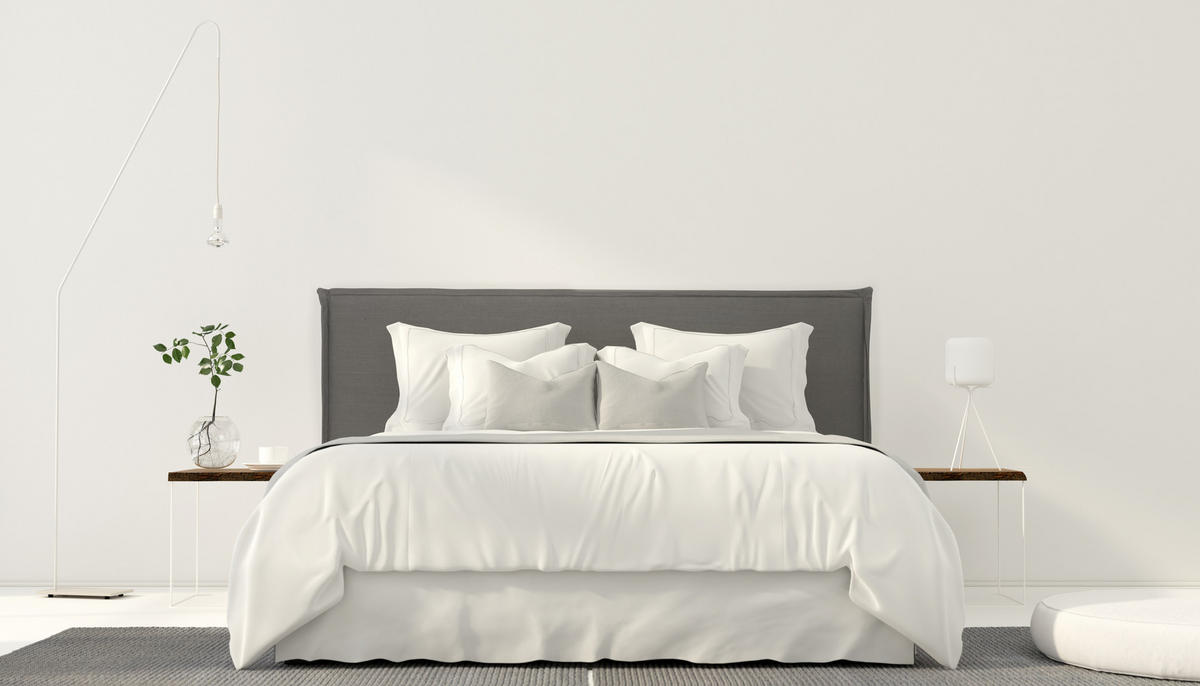 KOPFTEIL Gepolstertes aus 100% Leinenstoff Grau 160/100/8 cm EDMOND - Grau, Textil (160/100/8cm) - RNT By Really Nice Things