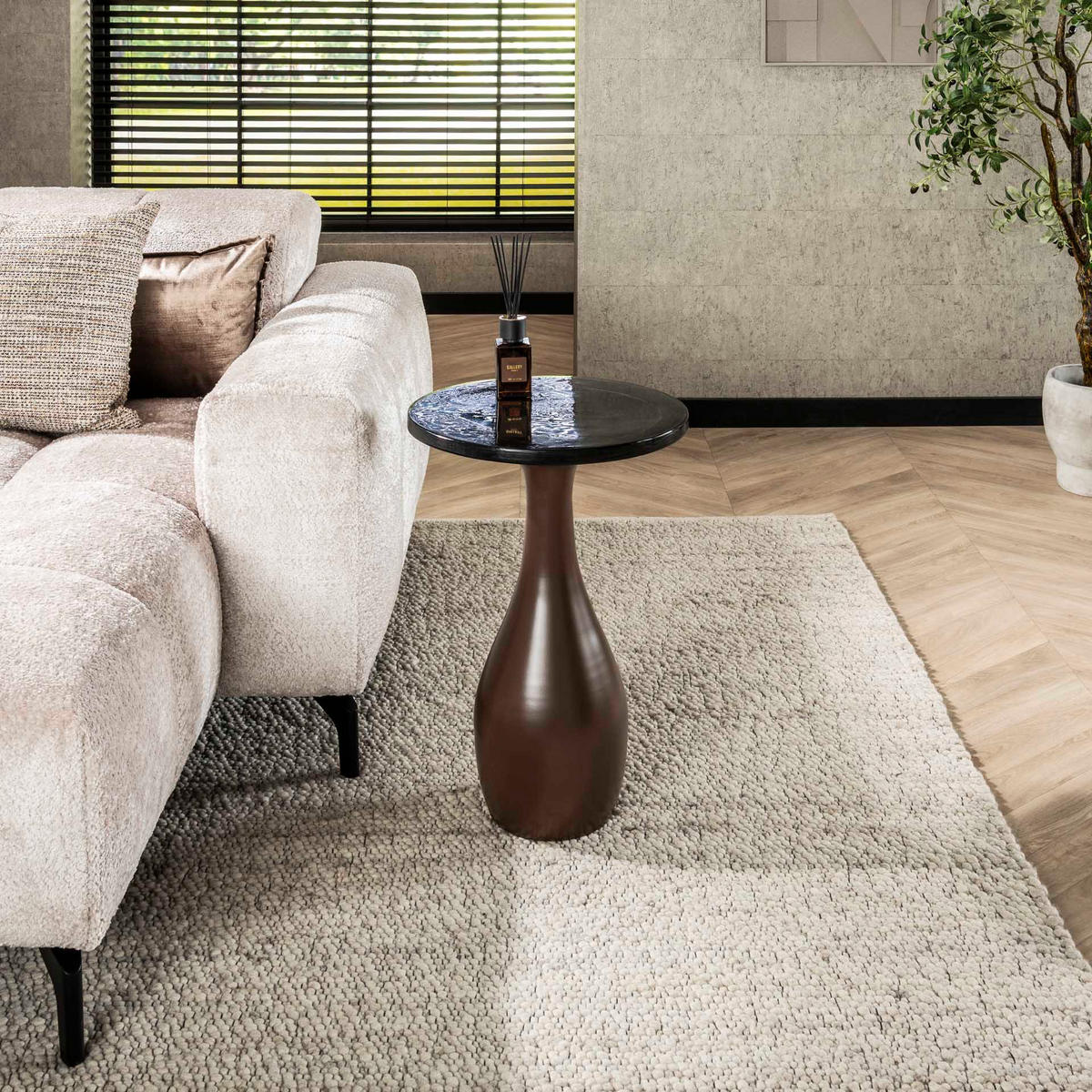 BEISTELLTISCH Eclipse Braun 40/40/60 cm - Kupferfarben, Glas (40/40/60cm) - Hoyz Collection