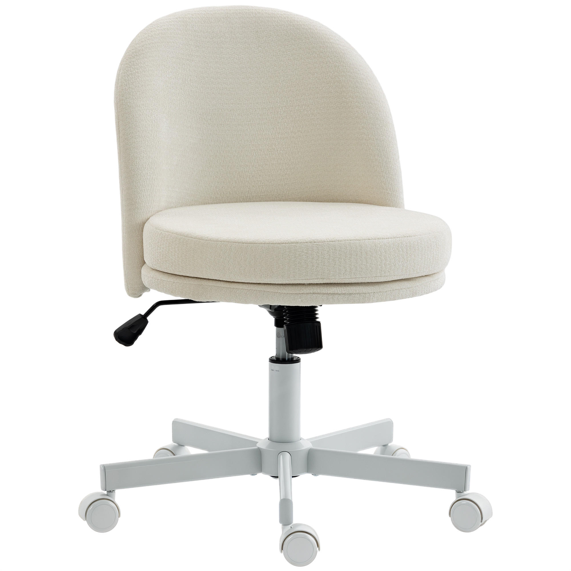 SCHREIBTISCHSTUHL Polyester Cremeweiß - Creme/Weiß, Textil/Metall (57/83/58cm) - HOMCOM