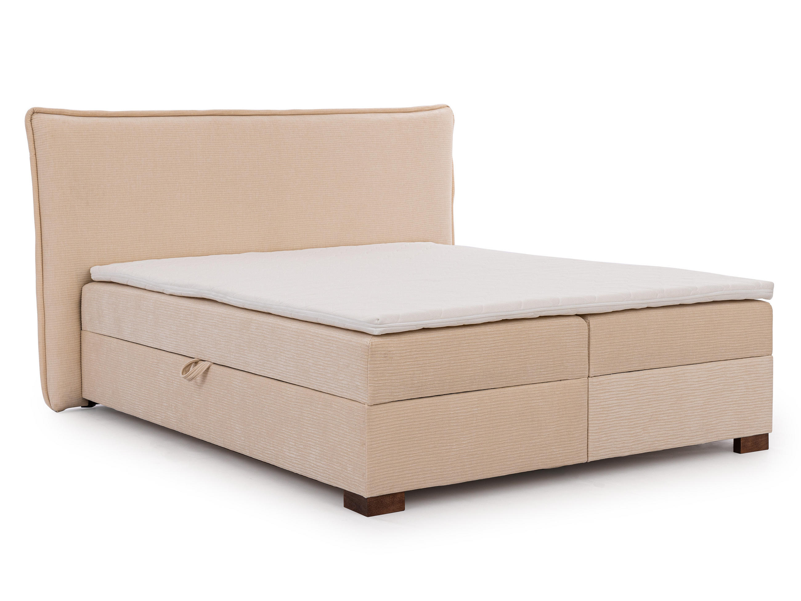 BOXBETT Lovetti, Strukturstoff mit Cordoptik, H3 - Beige/Dunkelbraun, Holz/Kunststoff (160/200cm) - S-Style Möbel
