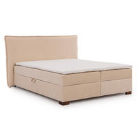 BOXBETT Lovetti, Strukturstoff mit Cordoptik, H3 - Beige/Dunkelbraun, Holz/Kunststoff (140/200cm) - S-Style Möbel