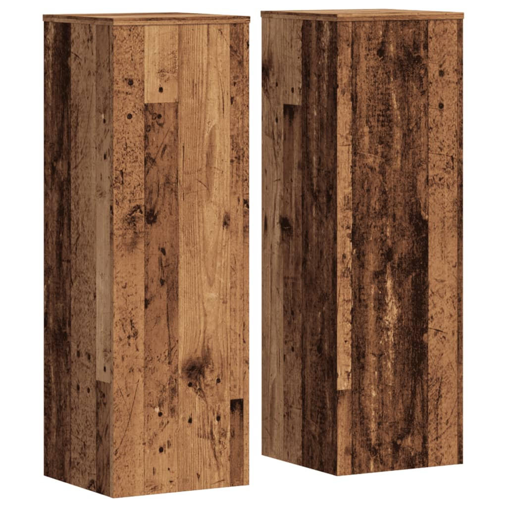 PFLANZENSTÄNDER 2er Set Altholz-Optik 33/33/100 Cm Holzwerkstoff - Braun, Holzwerkstoff (33/100/33cm) - vidaXL
