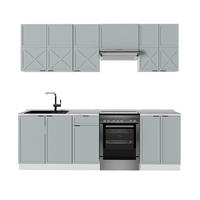 KÜCHENZEILE Fame-Line Hellblau-grau/Weiß 240 cm, AP Marmor - Blaugrau/Weiß, Holzwerkstoff (240/81.6/60cm) - Vicco