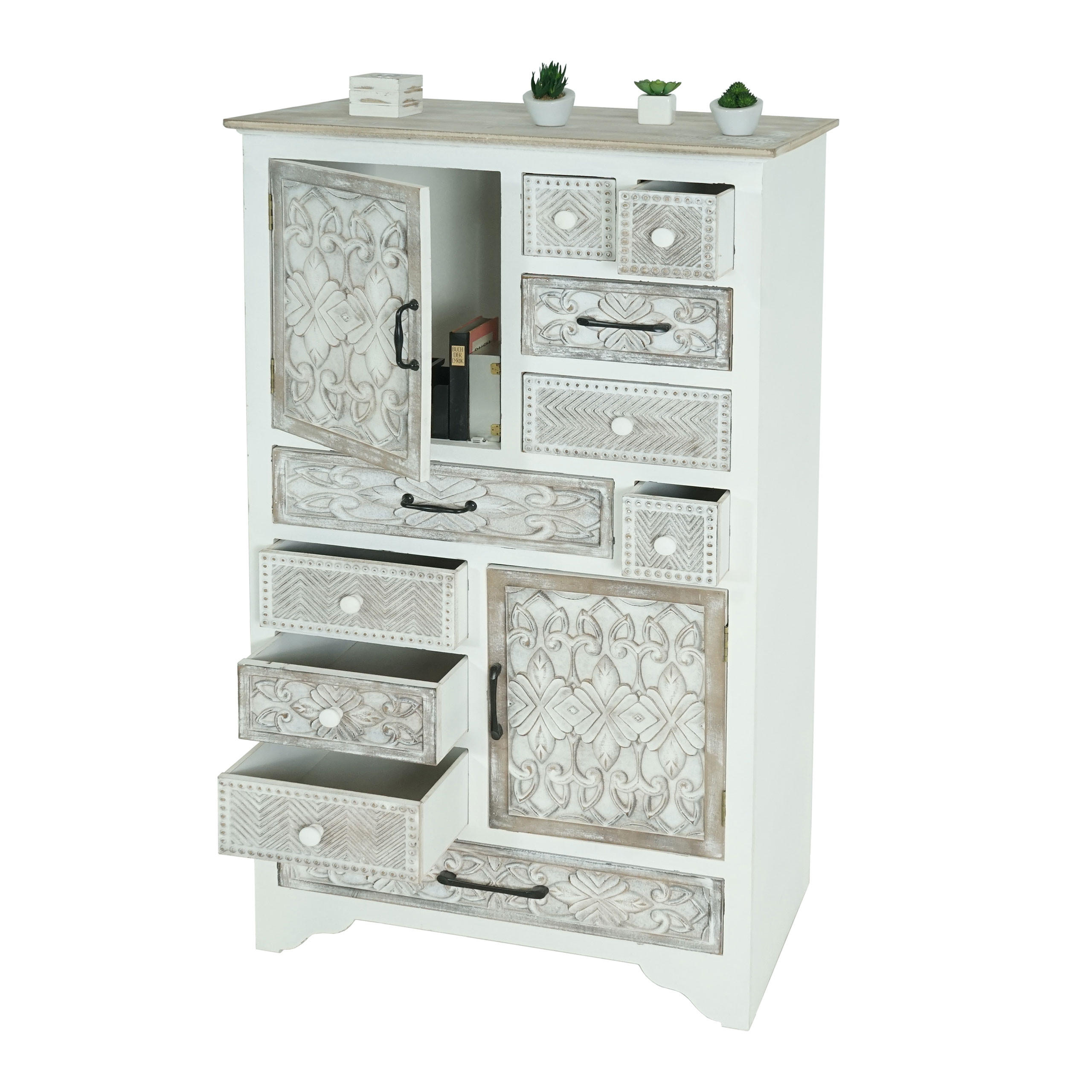 KOMMODE Weiß, Braun - Weiß/Braun, Holzwerkstoff (81/150/40cm) - MCW