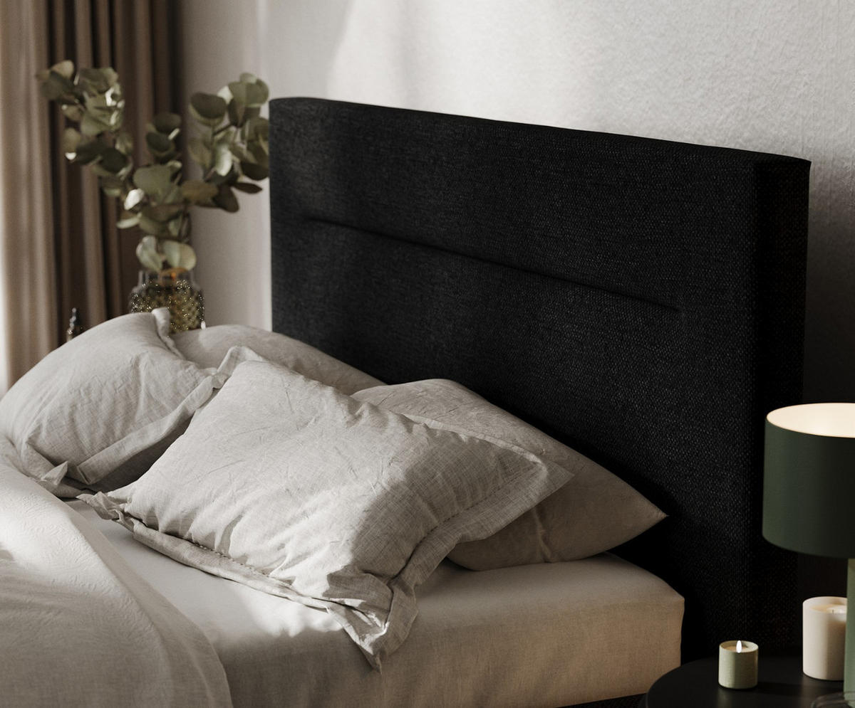 POLSTERBETT Liline 180/200 cm Schwarz im Inari Stoff - Schwarz/Naturfarben, Holz/Holzwerkstoff (180/200cm) - AltaBeds
