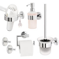 BADEZIMMER-ZUBEHÖR-SET LUCENTE 5tlg, Edelstahl, verchromt - Chromfarben, Metall (14.5/35/11.5cm) - bremermann