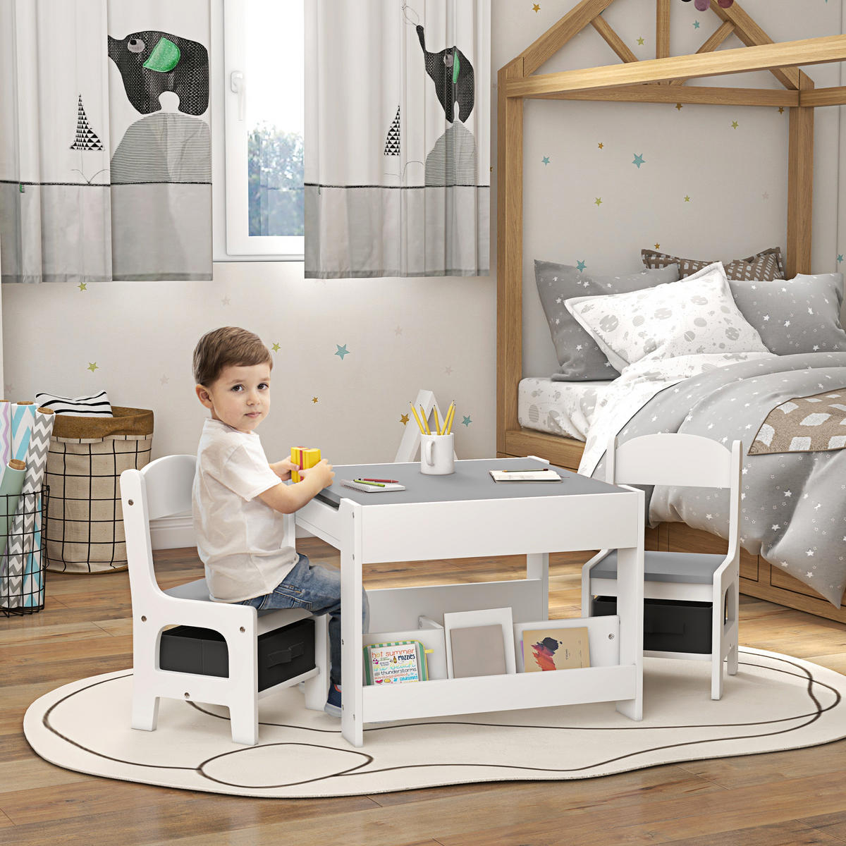 KINDERSITZGRUPPE DE-17510 Weiß/Grau - Grau, Holzwerkstoff (61.5/48/61.5cm) - ComfortXL