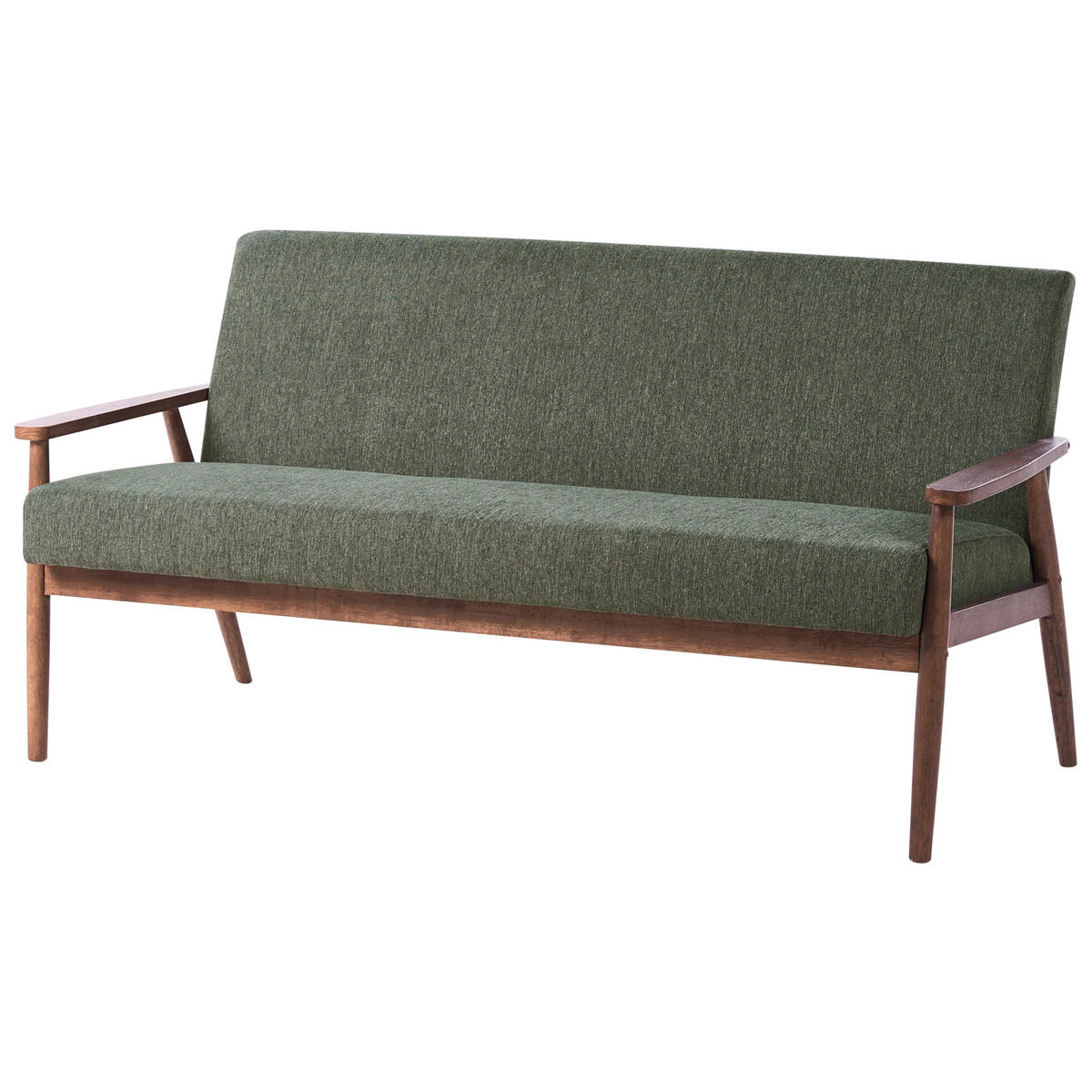 SOFA 3-Sitzer Dunkelbraun/Grün Esrum - Dunkelbraun/Grün, Holz/Textil (151/79/72cm) - Beliani