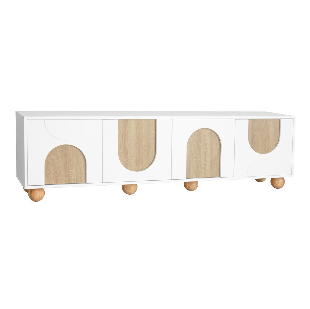 TV-SCHRANK mit 4 Türen 175 x 38 x 50 cm MDF Natur/Weiß - Weiß, Holzwerkstoff (38/50/175cm) - Beauniv