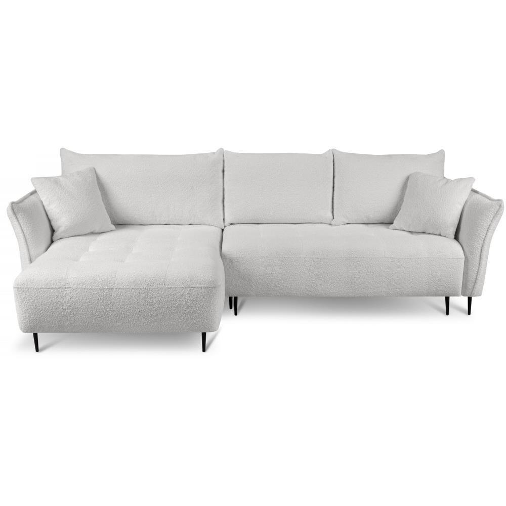 ECKSCHLAFSOFA Bari links hellgrau - Hellgrau/Schwarz, Textil (276/158cm) - Beautysofa
