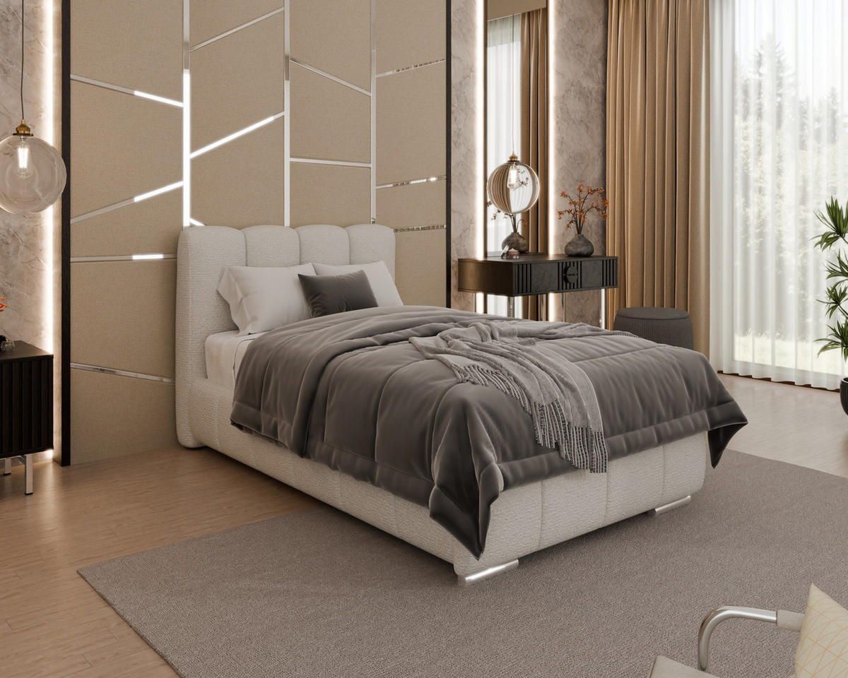 POLSTERBETT Zaira 100x200cm – Elegantes Polsterbett für modernen Wohnstil , ohne matratze, cappuccino - Cappuccino, Holz (100/200cm) - Homesy