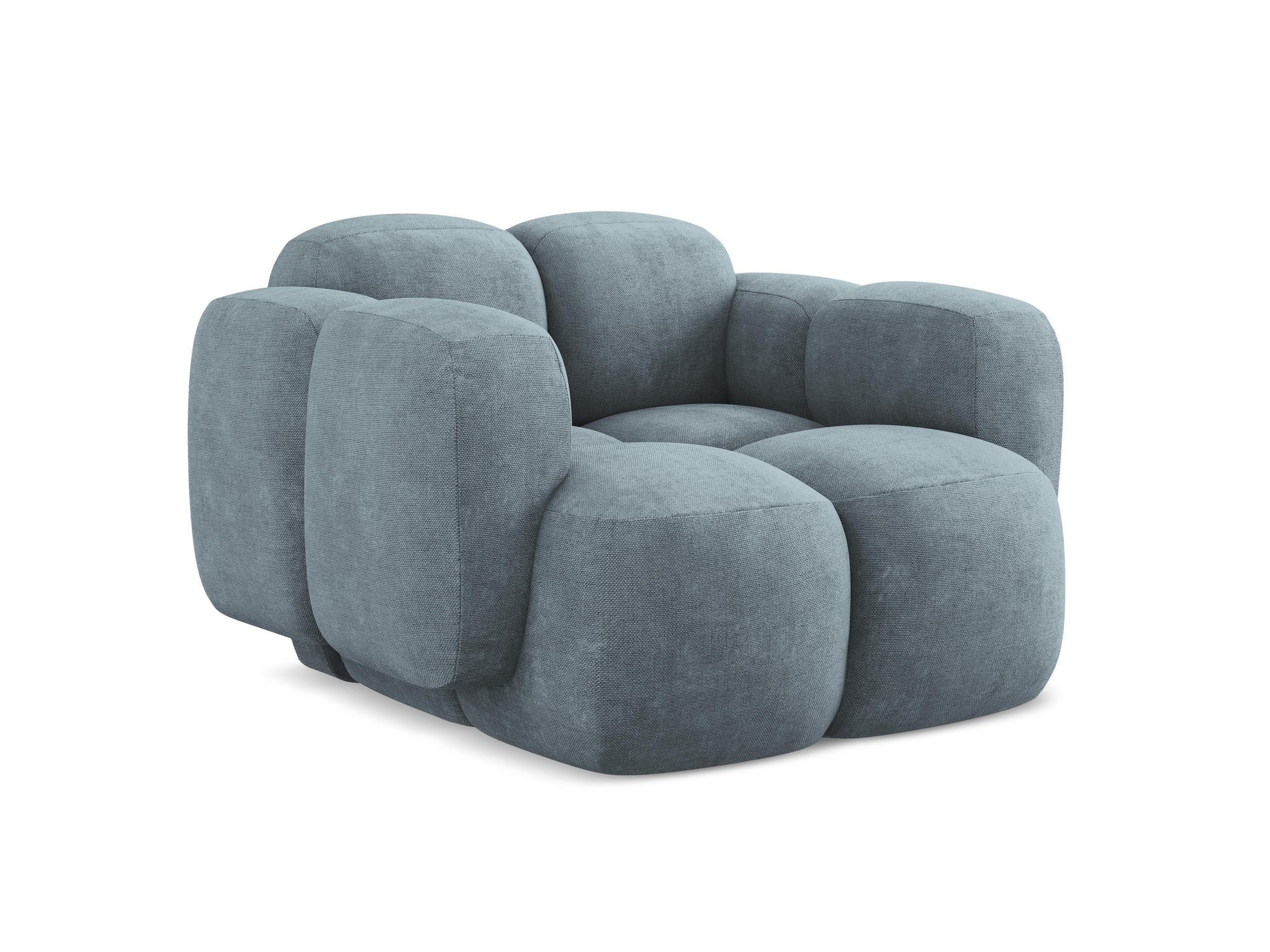 SESSEL Chenille Stoff Blau - Pastellblau/Schwarz, Holzwerkstoff/Kunststoff (120/72/115cm) - Makamii
