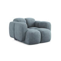 SESSEL Chenille Stoff Blau - Pastellblau/Schwarz, Holzwerkstoff/Kunststoff (120/72/115cm) - Makamii