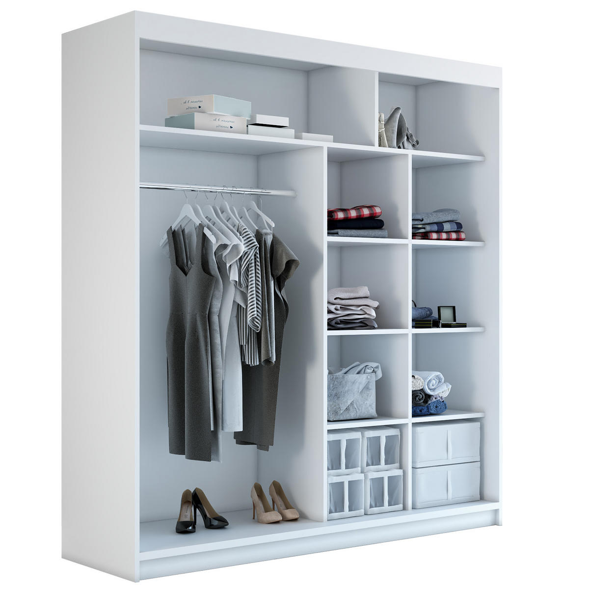 SCHWEBETÜRENSCHRANK 180 CM NEO Farbe: Sonoma / schwarz / sonoma - Schwarz/Braun, Holzwerkstoff (180/215/59.5cm) - A&J MöbelLand