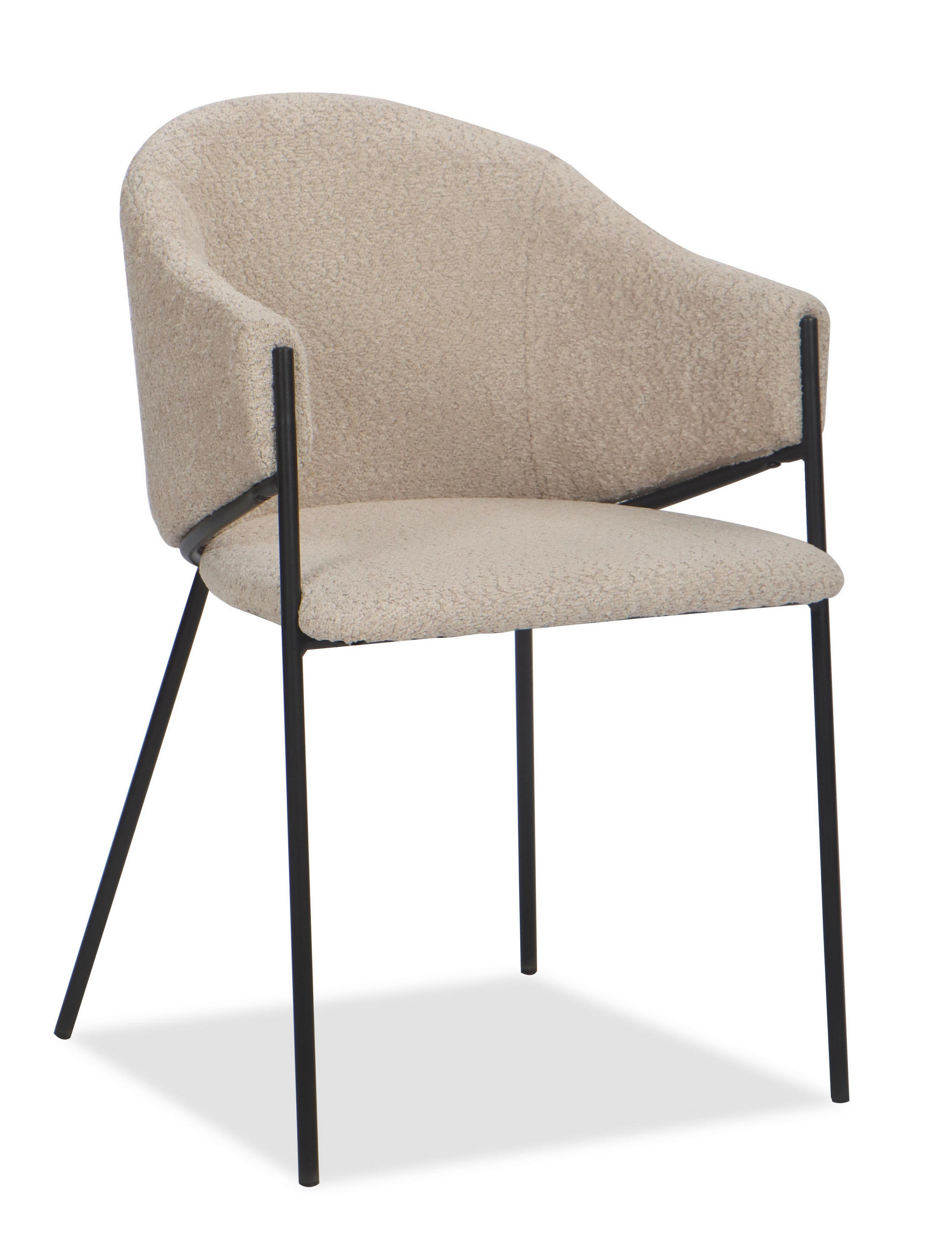 STUHL BUENO gespolsterter - beige - Glamour Chenille - Beige/Schwarz, Textil/Metall (55/83/56cm) - NEW HOME