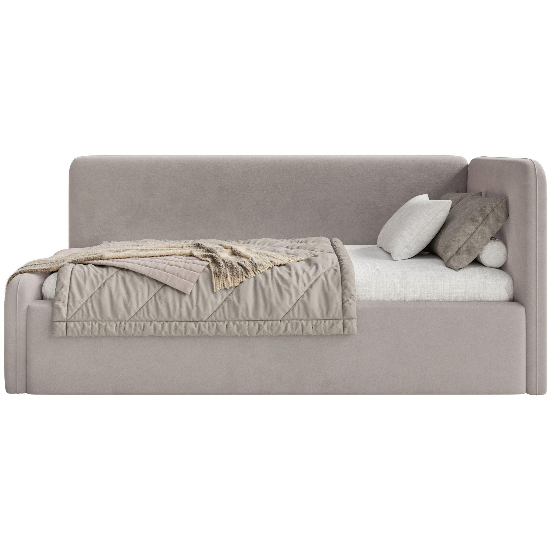 JUGENDBETT Fanko Samt Graubeige 90x200 cm - Taupe/Schwarz, Kunststoff/Textil (90/200cm) - Selsey