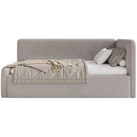 JUGENDBETT Fanko Samt Graubeige 90x200 cm - Taupe/Schwarz, Kunststoff/Textil (90/200cm) - Selsey