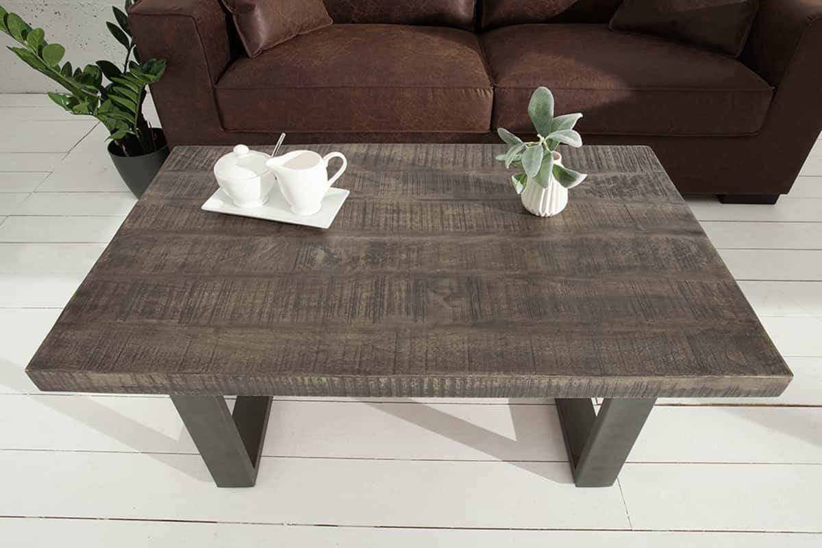 COUCHTISCH IRON CRAFT Mango kufen Grau 100cm - Grau, Holz/Metall (60/100/46cm) - riess-ambiente