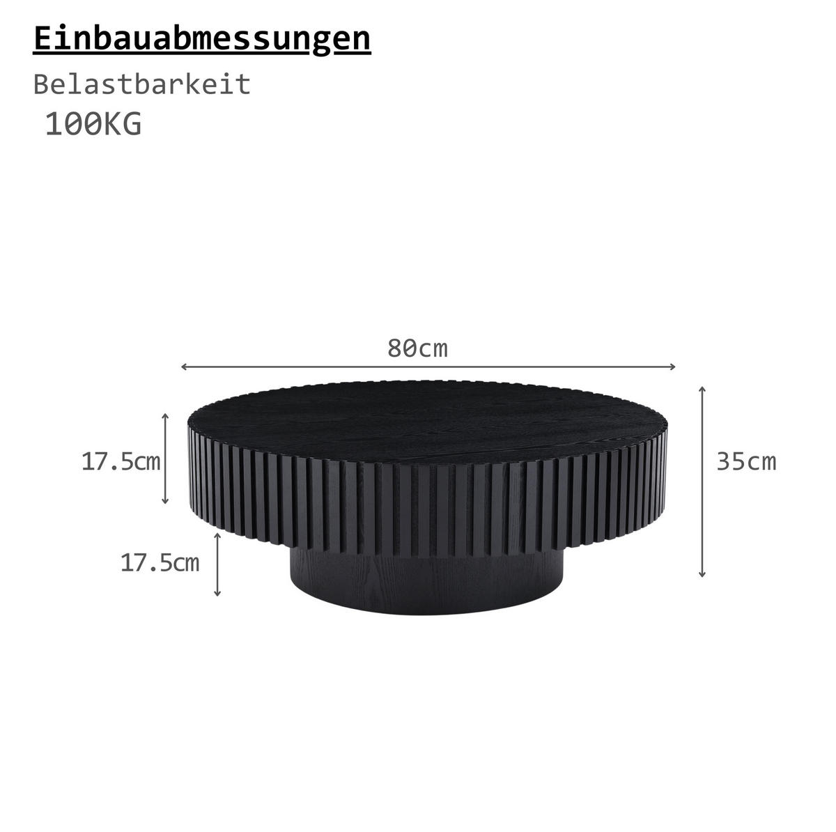 COUCHTISCH aus MDF in Schwarz mit handgefertigter Kante - Schwarz, Holzwerkstoff (80/80/35cm) - Modfu