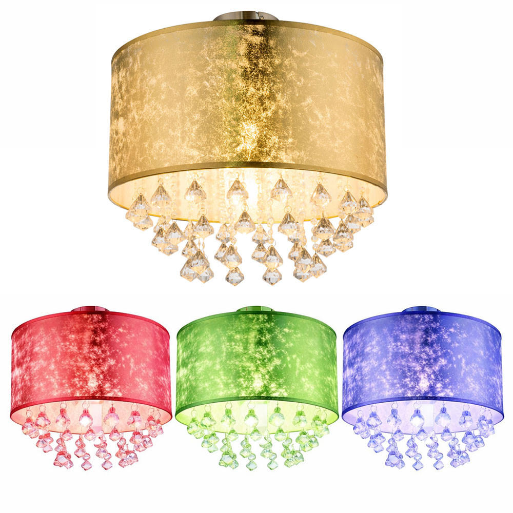 LED DECKENLEUCHTE Metall Gold Kristalloptik - Goldfarben, Textil (30/30/31cm) - Globo Lighting