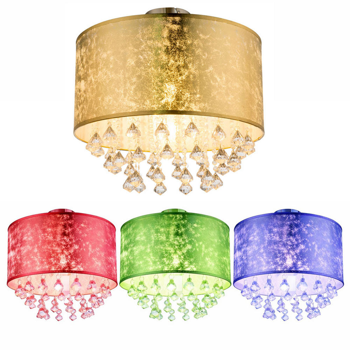 LED DECKENLEUCHTE Metall Gold Kristalloptik - Goldfarben, Textil (30/30/31cm) - Globo Lighting