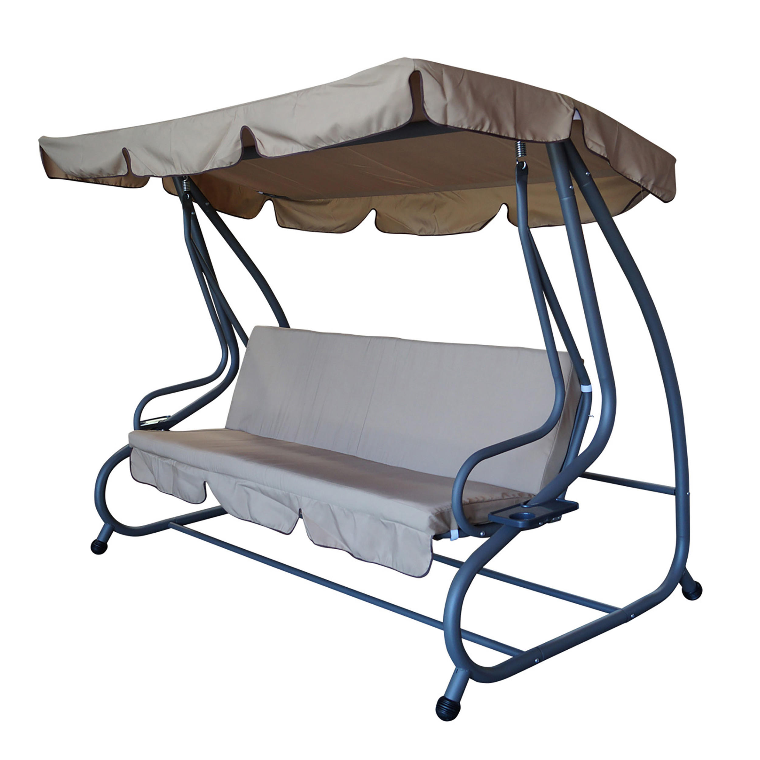 HOLLYWOODSCHAUKEL mit Liegefunktion, 4-Sitzer MILANO, Farbe: grau / creme - Grau, Metall (232/164/120cm) - TPFGarden
