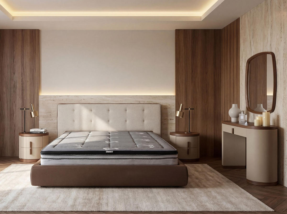 HYBRIDMATRATZE aus Naturlatex mit unabhängigen Taschenfedern 180/200/24 cm - Weiß/Grau, Textil (180/200cm) - ANGEL CERDA