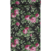 TAPETE Rosen 53 cm x 10.05 m - Schwarz, Papier (53/1000cm) - Origin Wallcoverings