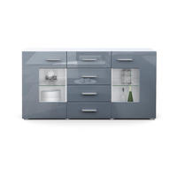 SIDEBOARD Noah Grau Hochglanz - Grau, Holzwerkstoff (139/72/35cm) - Vladon